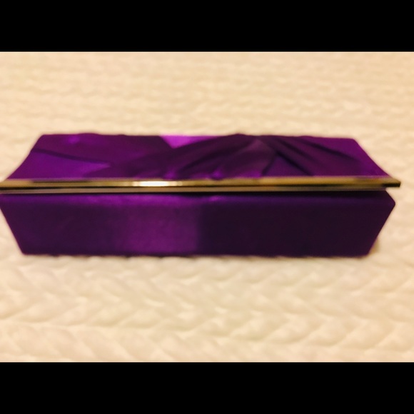 Purple Satin Clutch with Gold Metal Edging NWOT Item #1836 - Picture 6 of 8